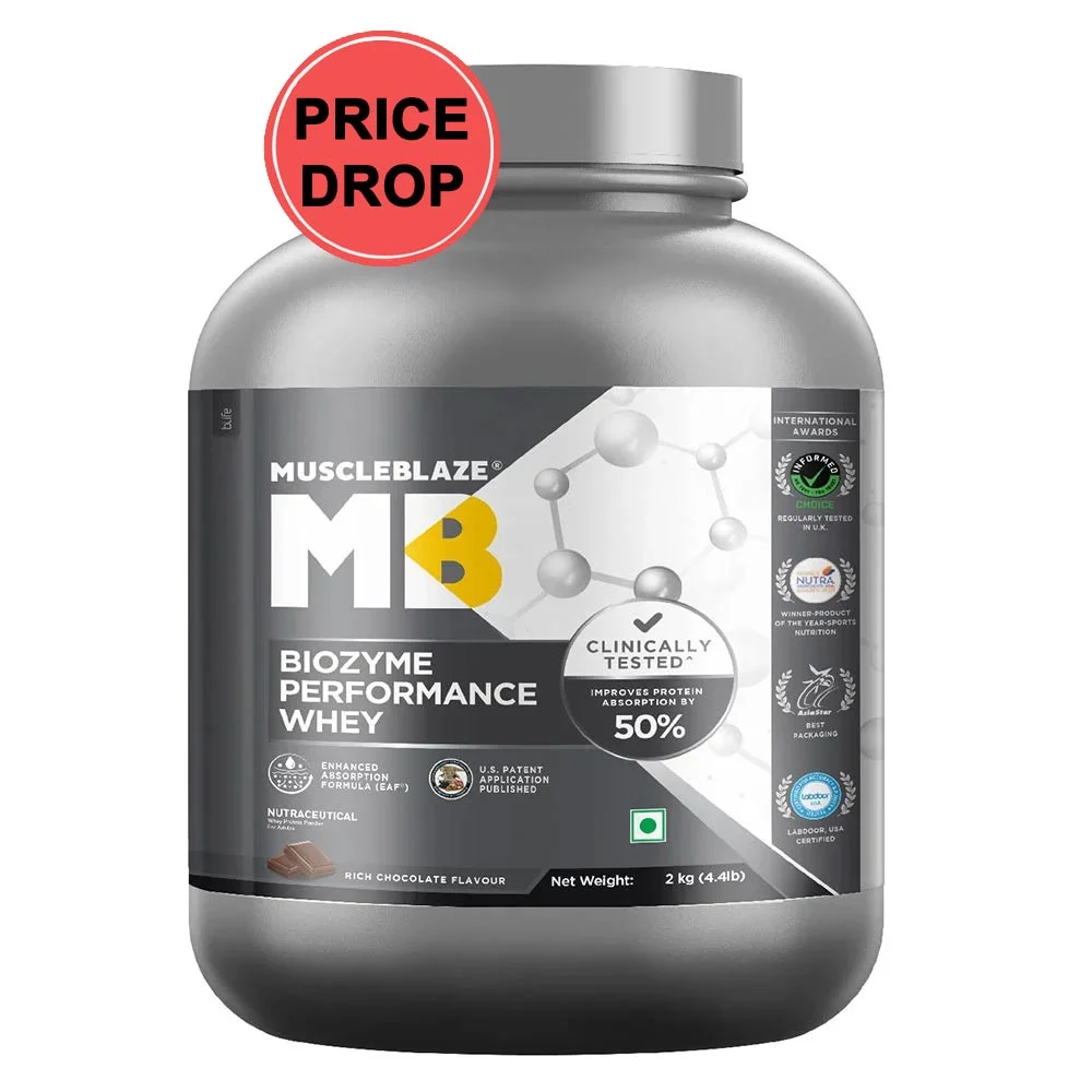 MuscleBlaze Biozyme Performance Whey 2kg, front